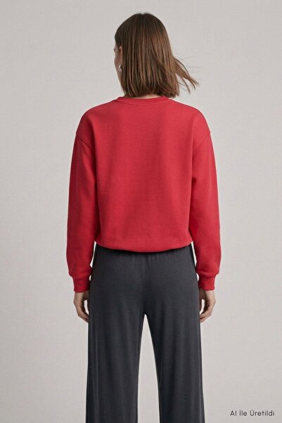 Rays Beli Lastikli Crop Sweatshirt 979 Kırmızı