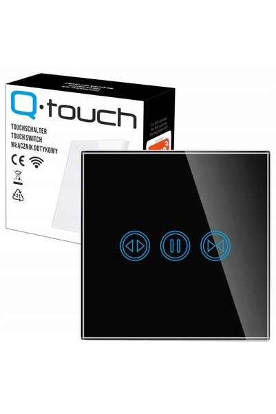ADELID Comutator tactil din sticlă pentru rulouri LED, negru, WIFI TUYA