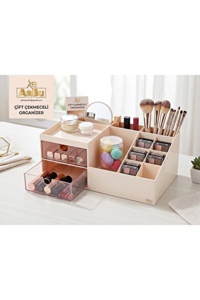 AR BU Arbu Çift Çekmeceli Takı Makyaj Organizer