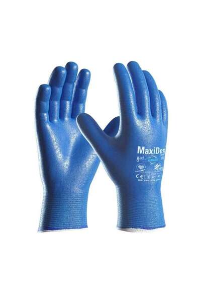 OEM MaxiDex protective gloves, blue, nylon + nitrile, size L