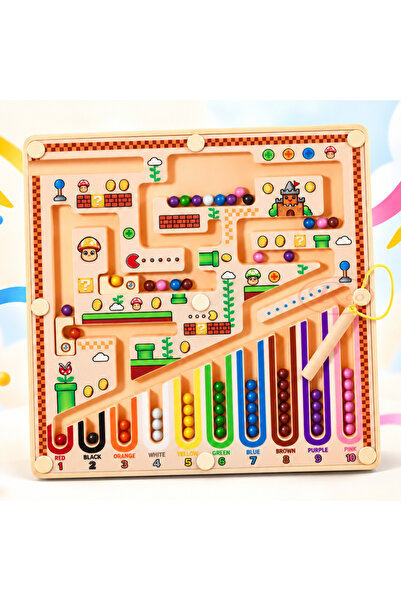 RCO Joc educativ magnetic cu bile, labirint si sortare culori si numere, stil...