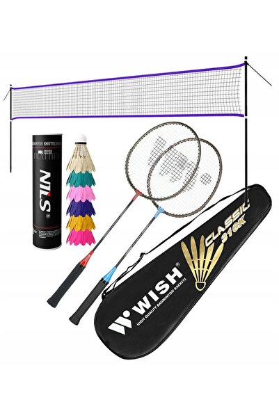 Wish 2 rachete în husă + 6 fluturași de badminton + plasă de badminton