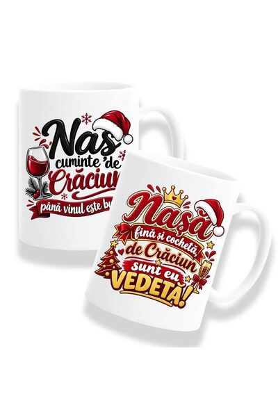 OEM Set de 2 căni cu mesaj: „Mătușă elegantă și șic, eu sunt vedeta acestui C...