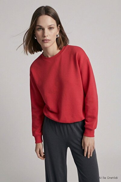 Rays Beli Lastikli Crop Sweatshirt 979 Kırmızı