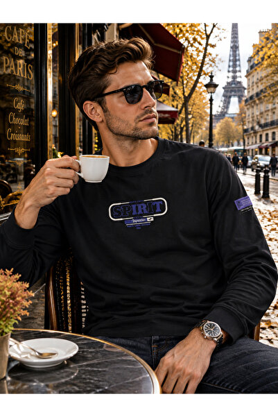 Masimar Erkek Baharlık Yuvarlak Yaka Sweatshirt Uzun Kollu Tshirt