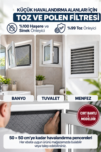 Respilon Odera TOZ VE POLEN FİLTRELİ SİNEKLİK - CIRT BANTLI -50X50CM- HAVALAN...