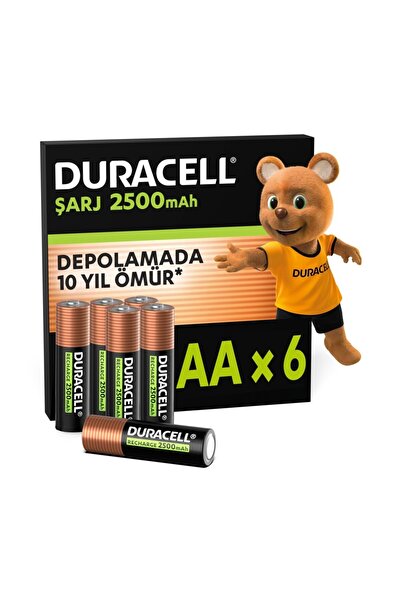 Duracell ŞARJ EDİLEBİLİR AA Kalem Pil (6'lı Paket) – 2500 mAh