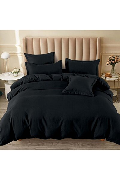 Talis Lenjerie cu Elastic 180x200 Junne Negru 6 Piese (Finet)
