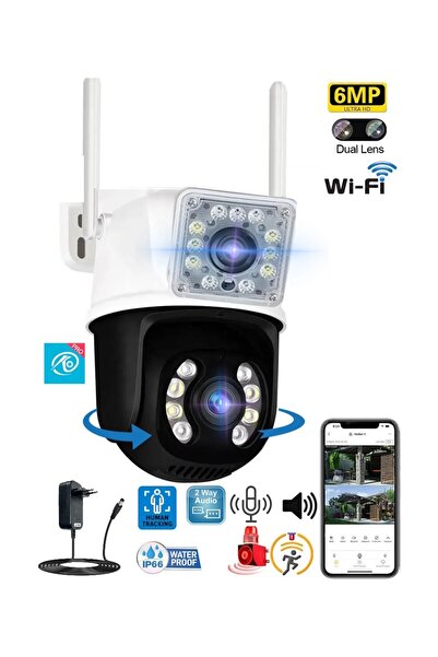 3012 Dual Lens 6mp Wifi Akıllı Kamera , Yapay Zeka, Gece Görüş, Karşılıklı Konuşma