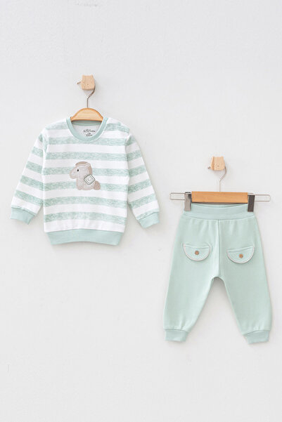 Aziz Bebe Baby Boy Horse Embroidered Sweatshirt Pants 2-Piece Bottom Top Baby...