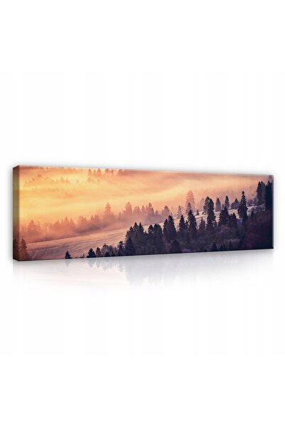 Wallarena Tablou pe pânză PĂDURE ÎN CEAȚĂ copaci MARE 3D 145x45