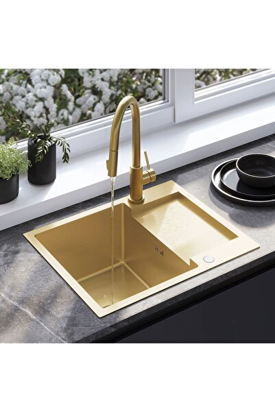 Rea Νεροχύτης Από Μαύρο Ατσάλι Paul Brush Gold Χωρίς βρύση.