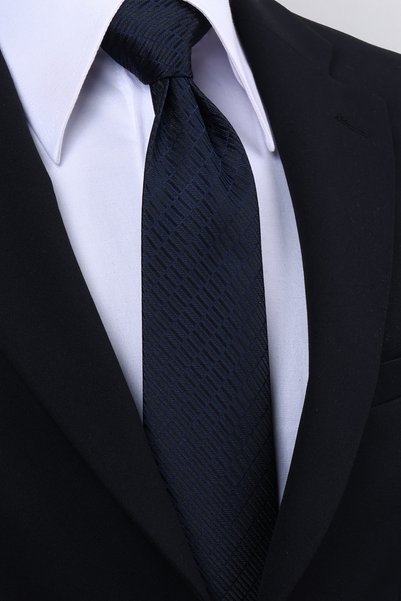 Esgue Hand Made 8 cm Geometric Pattern Black Navy Blue Color Tie
