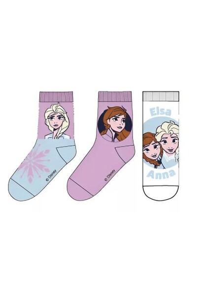 Childrenland Παιδικές Κάλτσες για Κορίτσι DISNEY Πολύχρωμες FROZEN-646 3 Ζεύγη