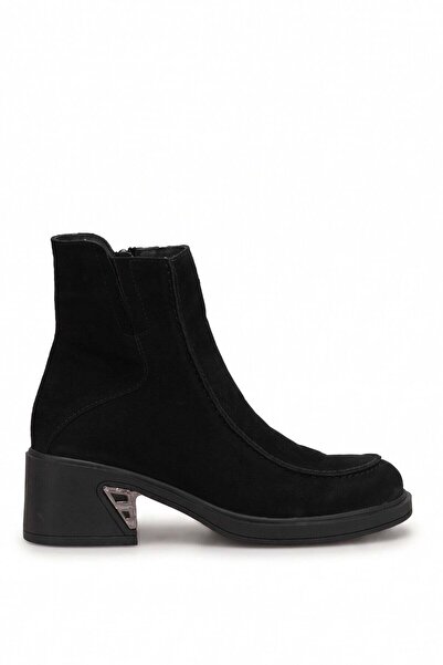 Mammamia D26Kb-1990Women's Genuine Leather Heeled Boots Black