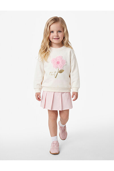 Koton Floral Appliqué Long Sleeve Crew Neck Sweatshirt