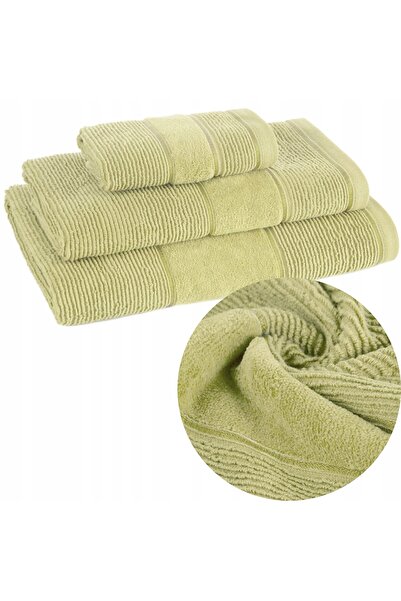 Eurofirany Prosop de baie din bumbac, moale, absorbant, j.oliwka, set 3 piese...