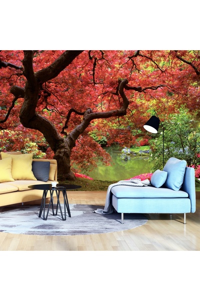 Wallarena Fototapet GRĂDINĂ JAPONEZĂ 3D Natură și Arbori 416x254