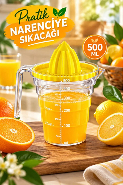 AYGÖREN HOME 500Ml Ölçülü Narenciye Sıkacağı Portakal Limon Sıkacağı Hazneli ...