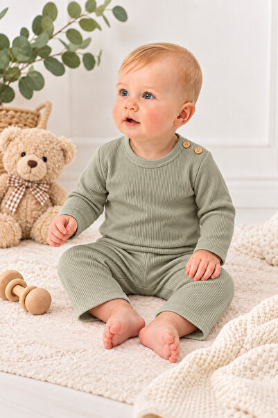 Panfilia 100% Cotton Ribbed Long Sleeve Thick Girls Boys Unisex Bottom Top Se...