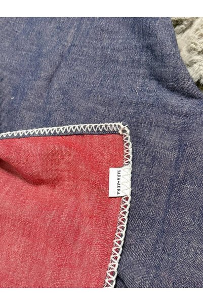 TaraAura Cotton Baby Blanket Red-Navy Blue