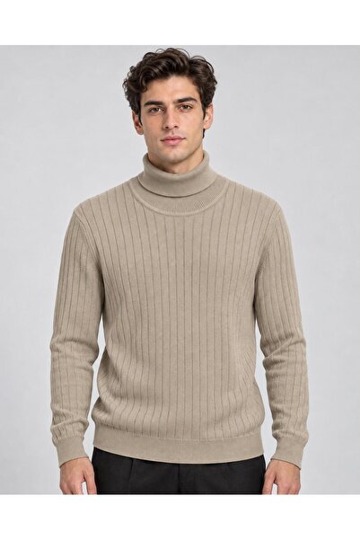 CLASSİCS MEN Huffa Patterned Men's Slim Fit High-Neck Men's Knitwear 07431