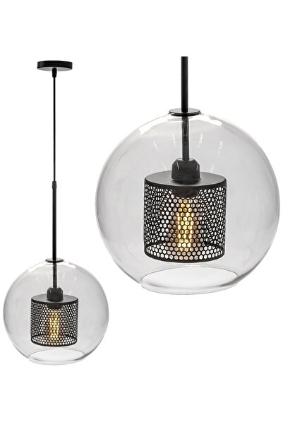 Toolight Γυάλινο Κρεμαστό Φωτιστικό Loft APP559-1CP 30cm Μαύρο
