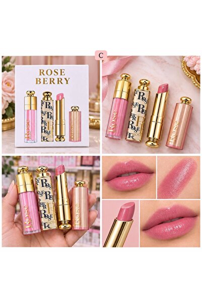 ROSE BERRYY Rose Berry 4-Piece Makeup Gift Set – Lipstick, Lip Gloss & Elegan...