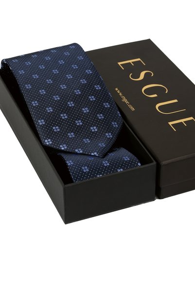 Esgue Hand Made 8 cm Four Point Pattern Navy Blue Color Handkerchief Tie