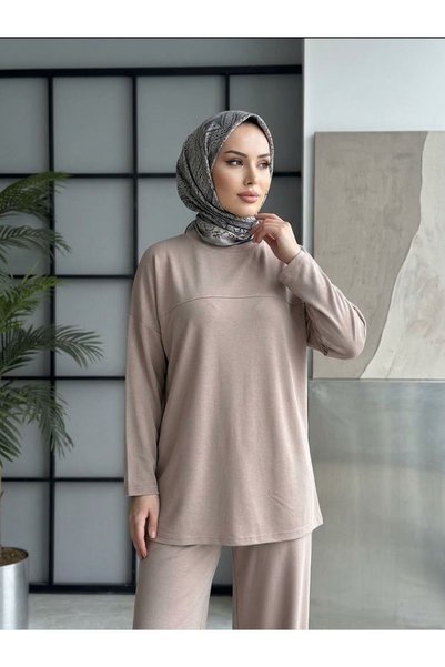 Generic Brand Roba Detail Trouser Suit-Beige