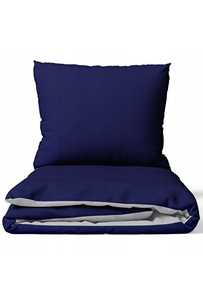 J W SAX Set de lenjerie de pat 200x200 Albastru marin Gri deschis Bumbac prem...