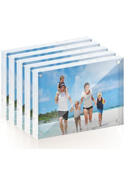 OASISGALORE 5-Pack Acrylic Picture Frames, 20mm Thick Magnetic Double Sided D...