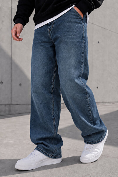 BM BALANCEMODA Μπλε παντελόνι τζιν με άνετη εφαρμογή χωρίς λύκρα