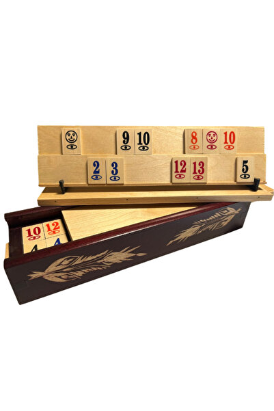 unbranded Joc de Rummy sculptat cu piese din lemn - Roșu