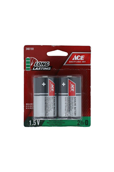 ACE D Alkaline Battery, 2-piece, 1.5V, Black and Silver, 11.4 x 3.4 x 9.4 cm,...