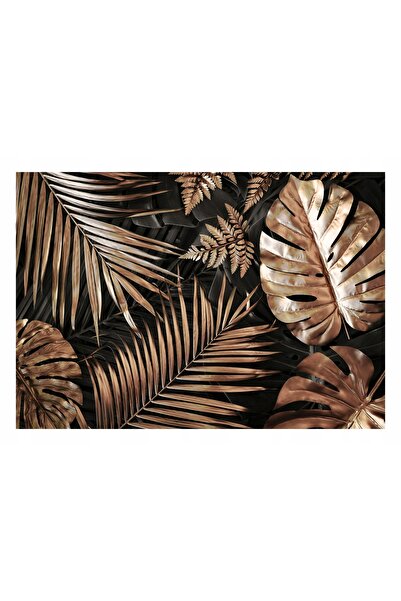 Wallarena Fototapet FRUNZĂ 3D Monstera Palms Auriu 368x254