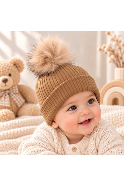 miniboncuk Fluffy Pompom Baby Beanie