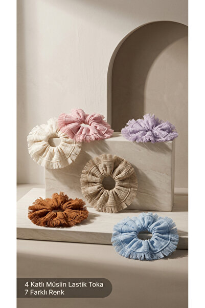 ZEYPBA Muslin Rubber Buckle - 4 Layer Tasseled Muslin Buckle Set of 7