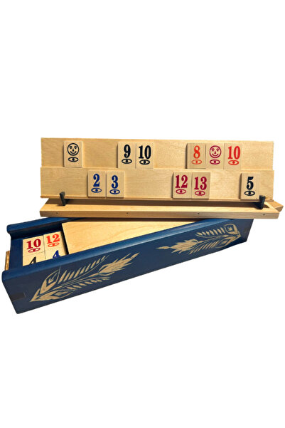 unbranded Carved Rummy Game with Wooden Pieces- Blue