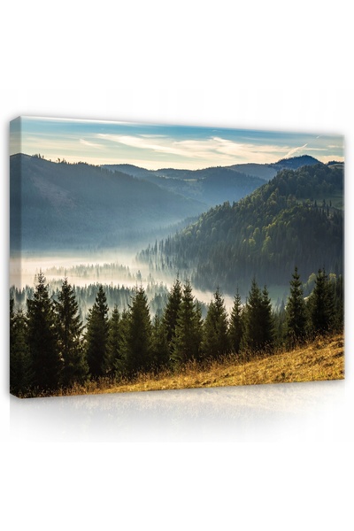Wallarena Pictură pe pânză PEISAJ MUNȚE Natură Pădure 60x40
