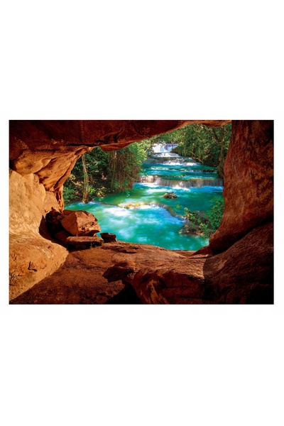 Wallarena Fototapet VIZUALIZARE DIN PEȘTERA Cascadă Natură 254x184
