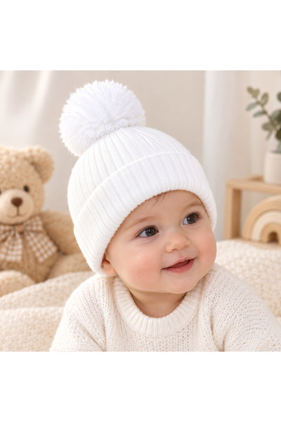 miniboncuk Fluffy Pompom Baby Beanie