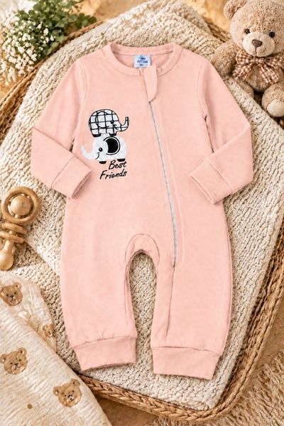 Newteam Unisex Βρεφική φόρμα με μακριά μανίκια και φερμουάρ, βαμβακερή με στά...
