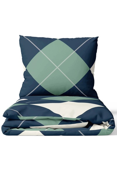J W SAX Lenjerie de pat 160x200 cu model geometric, din bumbac premium, J&W C...