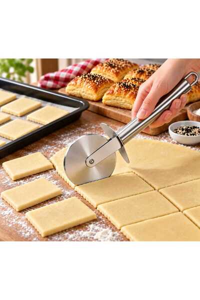 Orta boy paslanmaz çelik pizza börek hamur kesme bıçağı
