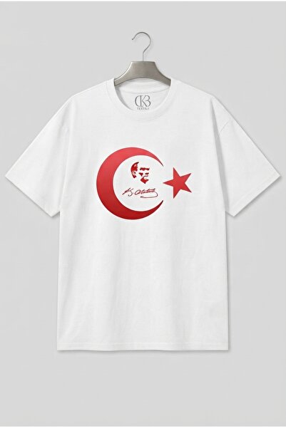 qubo sportswear & company تي شيرت أبيض قصير الأكمام مطبوع للجنسين من القطن بن...