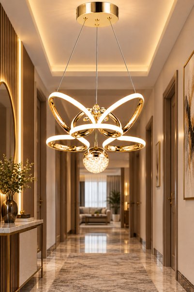 Ulucam Aydınlatma Küçük Kelebek Gold LED Avize 3 Renkli Modern Dekoratif Salo...