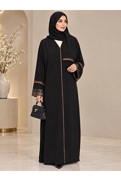 my abaya عباية نسائية سوداء فاخرة بتفاصيل دانتيل أنيقة