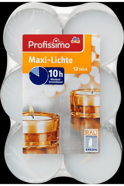 profissimo Lumânări pastilă maxi, timp de ardere 10H, 12 buc