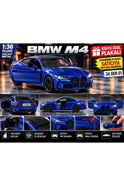 ToyzMarket Bmw M4 KİŞİYE ÖZEL PLAKALI MAVİ 12 cm